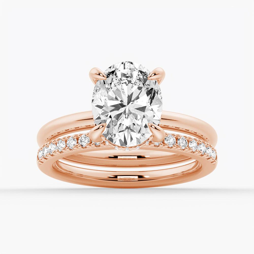 Oval Solitaire Moissanite Bridal Set with Men's Wedding Band - MSBLUE Jewelry