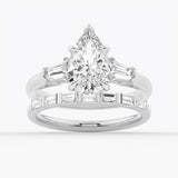 Pear-Shaped Moissanite Engagement Ring with Tapered Baguette Side Stones