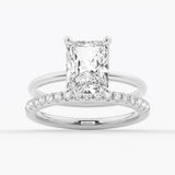 Four-Prong Radiant Solitaire Moissanite Engagement Ring With Hidden Halo