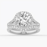 3 CT. Halo Round Moissanite Silver Engagement Ring
