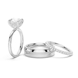 Oval Solitaire Moissanite Bridal Set with Men's Wedding Band - MSBLUE Jewelry