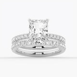 Radiant Cut Moissanite Engagement Ring With Eternity Pave Band