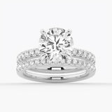 Pavé Band Round Moissanite Engagement Ring With Hidden Halo