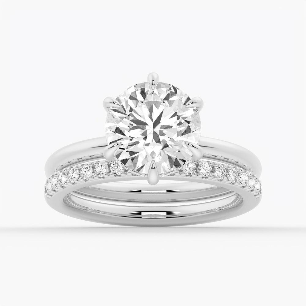 Six-Prong Solitaire Moissanite Bridal Set with Men's Wedding Band - MSBLUE Jewelry