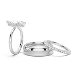 Petite Marquise Solitaire Moissanite Bridal Set with Men's Wedding Band - MSBLUE Jewelry