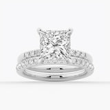 Princess Cut Moissanite Engagement Ring With Hidden Halo