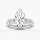 3 CT. French Pavé Marquise Moissanite Engagement Ring With Hidden Halo