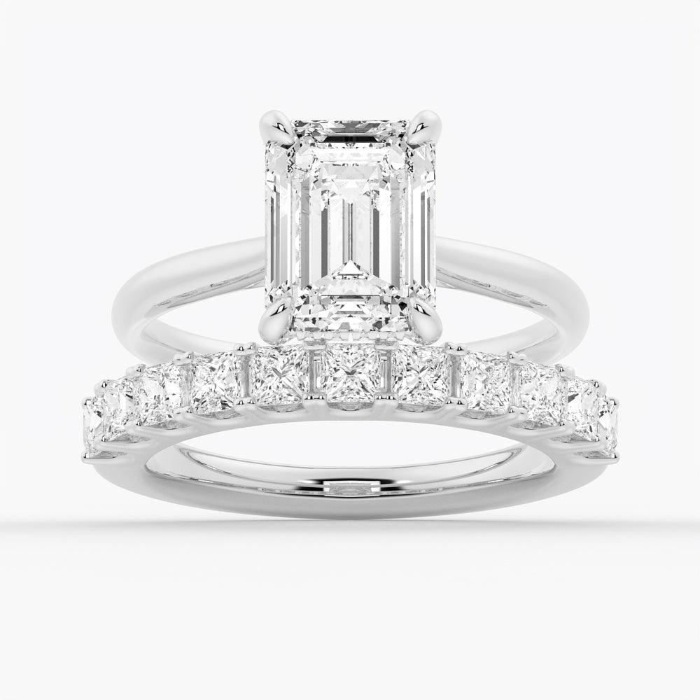 Emerald Cut Moissanite Engagement Ring With Hidden Halo - MSBLUE Jewelry