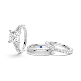 Princess Cut Split-Shank Moissanite Couple's Ring Set with Men's Wedding Band