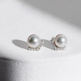 8mm Freshwater Cultured Pearl Chevron Stud Earrings