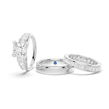 Unique Cinderella Staircase Princess-Cut Moissanite Couple's Ring Set with Men's Wedding Band