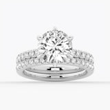 3 CT. Six-Prong French Pavé Moissanite Engagement Ring