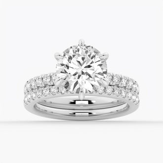 Six-Prong French Pavé Moissanite Engagement Ring