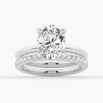 Oval Solitaire Moissanite Bridal Set with Men's Wedding Band - MSBLUE Jewelry