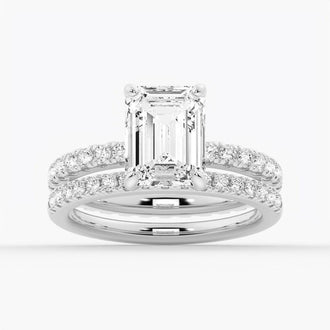 Emerald Cut Engagement Ring With Eternity Pave Band - MSBLUE Jewelry