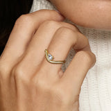 Pear Shaped Solitaire Pavé Wave Promise Ring