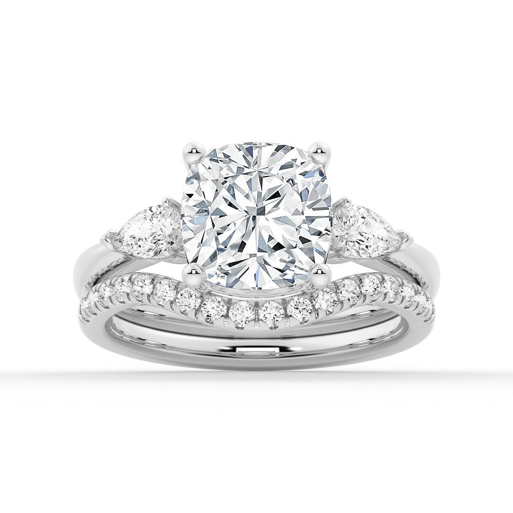 Classic Cushion Cut Three Stone Engagement Ring - MSBLUE Jewelry