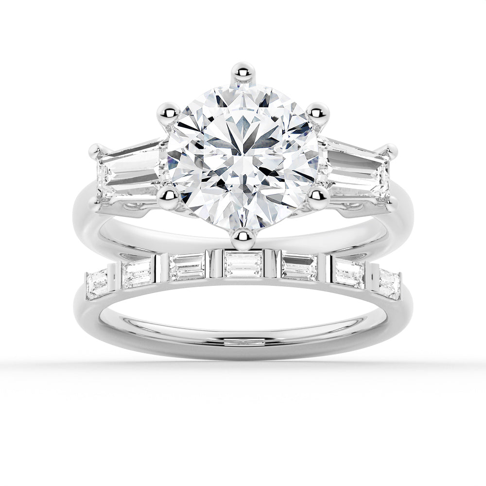 Tapered Baguette Three Stone Engagement Ring [Ships within 24 hrs]