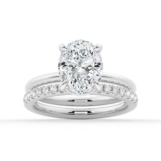 Four-Prongs Oval Solitaire Moissanite Engagement Ring - MSBLUE Jewelry