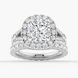 NEW Cushion Cut Split-Shank Moissanite Bridal Set Halo Engagement Ring - MSBLUE Jewelry