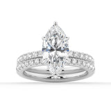 French Pavé Marquise Moissanite Engagement Ring With Hidden Halo - MSBLUE Jewelry