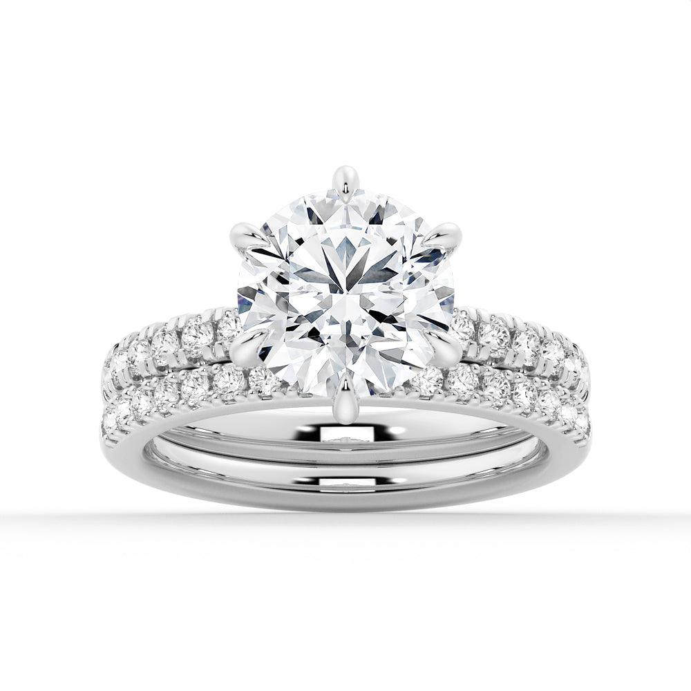 Six-Prong French Pavé Moissanite Engagement Ring - MSBLUE Jewelry