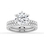 Six-Prong French Pavé Moissanite Engagement Ring - MSBLUE Jewelry