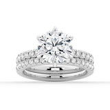 Six-Prong French Pavé Moissanite Engagement Ring - MSBLUE Jewelry