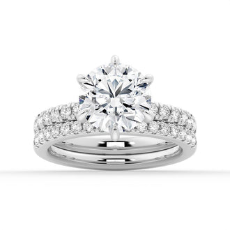 Six-Prong French Pavé Moissanite Engagement Ring - MSBLUE Jewelry