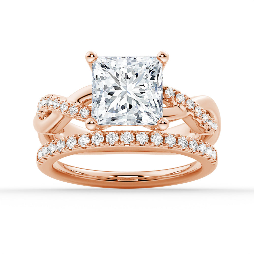 Twist Vine Princess Cut Moissanite Engagement Ring