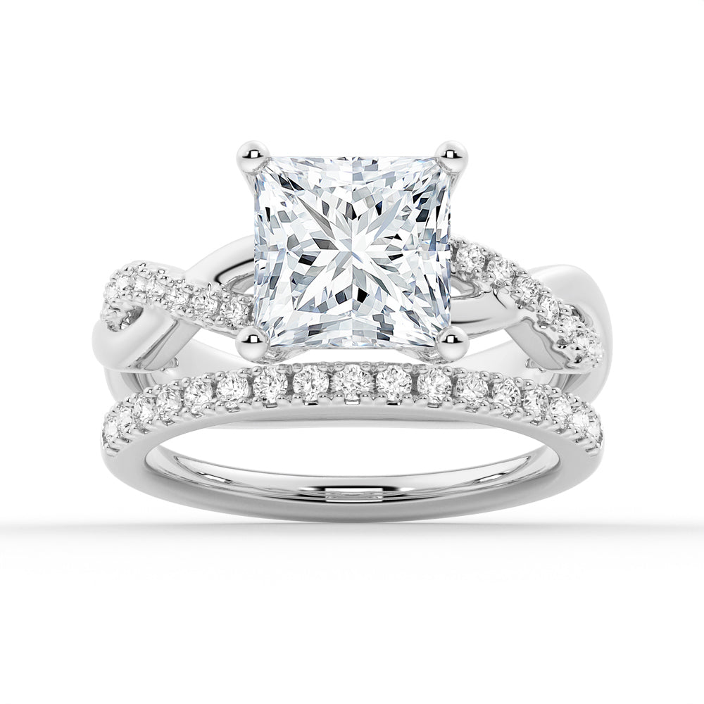 Twist Vine Princess Cut Moissanite Engagement Ring