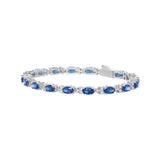 8 CT. Classic Oval White Sapphire & Blue Sapphire Tennis Bracelet