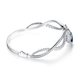 "ENDLESS BLUE" Luxe Crown Pear Shaped Sapphire Bangle Bracelet