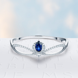 "ENDLESS BLUE" Luxe Crown Pear Shaped Sapphire Bangle Bracelet