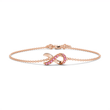 "Faith Over Fear" Ribbon Bracelet In Rose Gold With Pavé Pink Sapphires