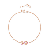"Faith Over Fear" Ribbon Bracelet In Rose Gold With Pavé Pink Sapphires