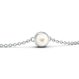 6mm Bezel-Set  Freshwater Cultured Pearl Bracelet