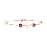 8mm Freshwater Cultured Pearl and Amethyst Bracelet