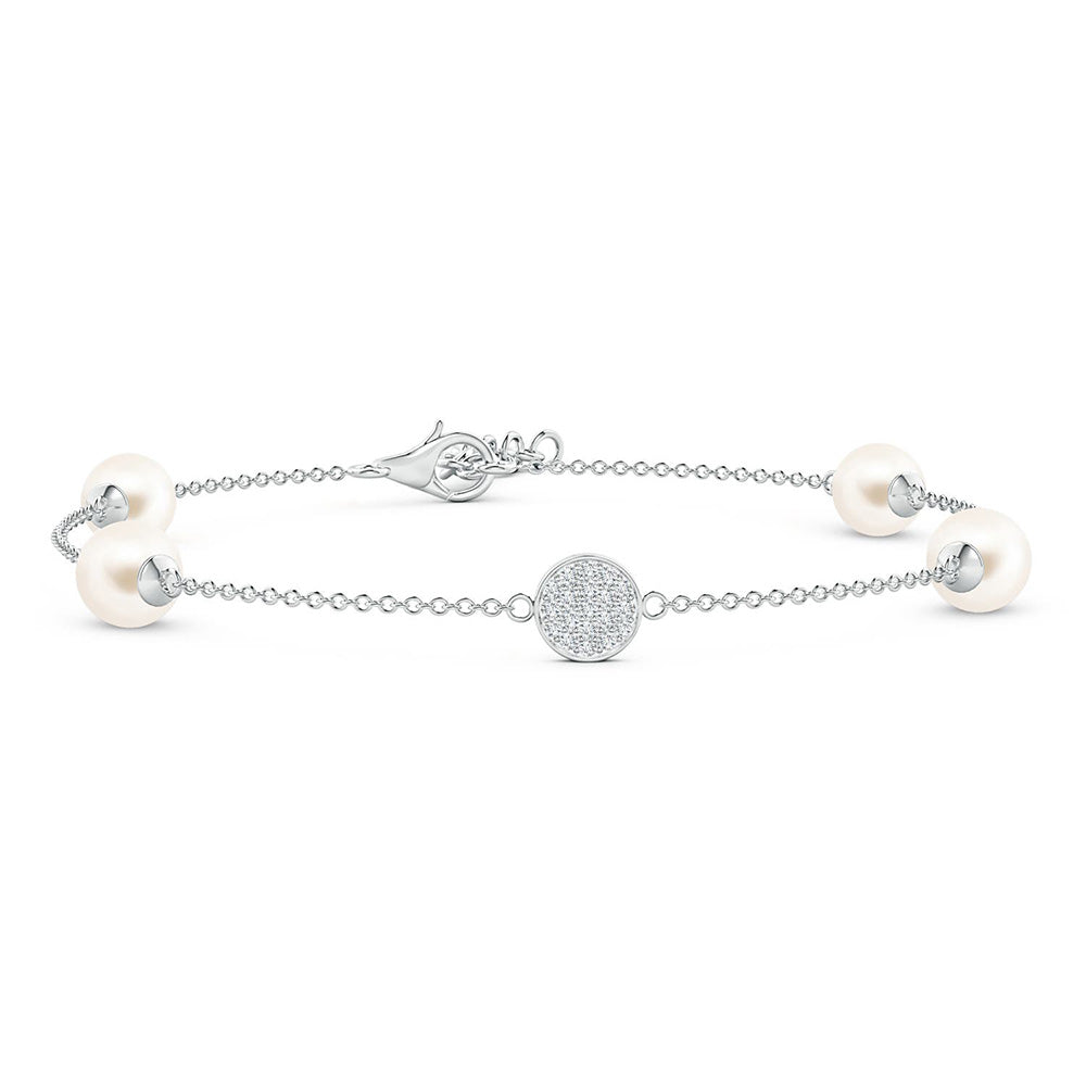 8mm Freshwater Cultured Pearl Bracelet with Moissanite Accent