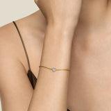 Pink Mother of Pearl & Moissanite Heart Bracelet