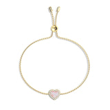 Pink Mother of Pearl & Moissanite Heart Bracelet
