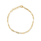 Moissanite Dotted Paperclip Chain Bracelet