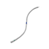 Moissanite Tennis Bracelet with Sapphire & Emerald Accents