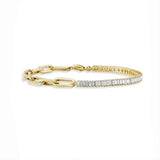 Baguette Cut Moissanite and Paperclip Chain Bracelet