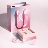 "Faith Over Fear" Ribbon Necklace In Rose Gold With Pavé Pink Sapphires - MSBLUE JEWELRY