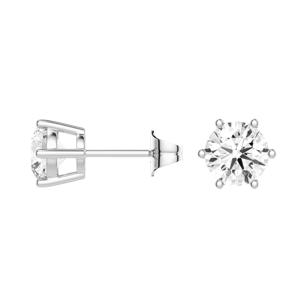 1 CT. Classic Six-Prong Round Moissanite Stud Earrings - MSBLUE Jewelry