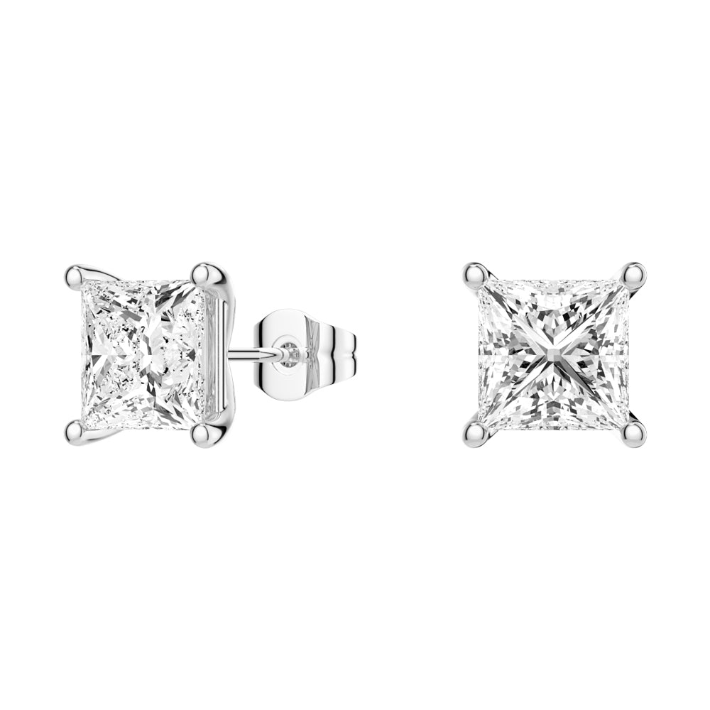 1 CT. Classic Princess Shaped Moissanite Stud Earrings - MSBLUE Jewelry