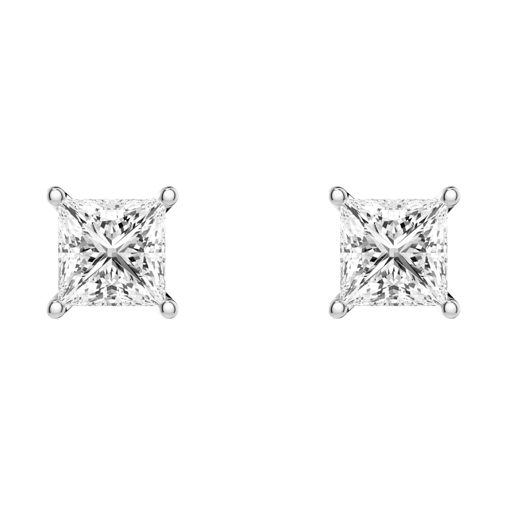 1 CT. Classic Princess Shaped Moissanite Stud Earrings - MSBLUE Jewelry