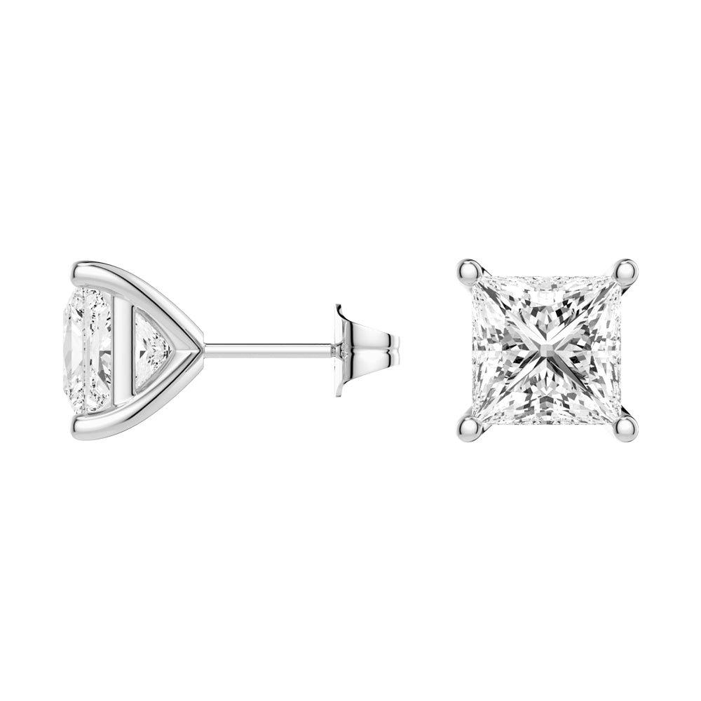 1 CT. Classic Princess Shaped Moissanite Stud Earrings - MSBLUE Jewelry