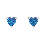 1 CT. Solitaire Heart Shaped Swiss Blue Topaz Stud Earrings